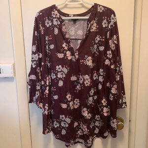 Torrid Floral 3/4 sleeve blouse.